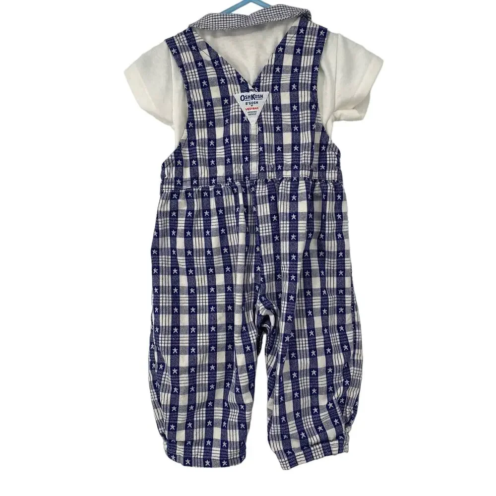 Vintage OshKosh B'Gosh 6-9 mos Vestbak Little Skipper Jumpsuit Red White‎ Blue